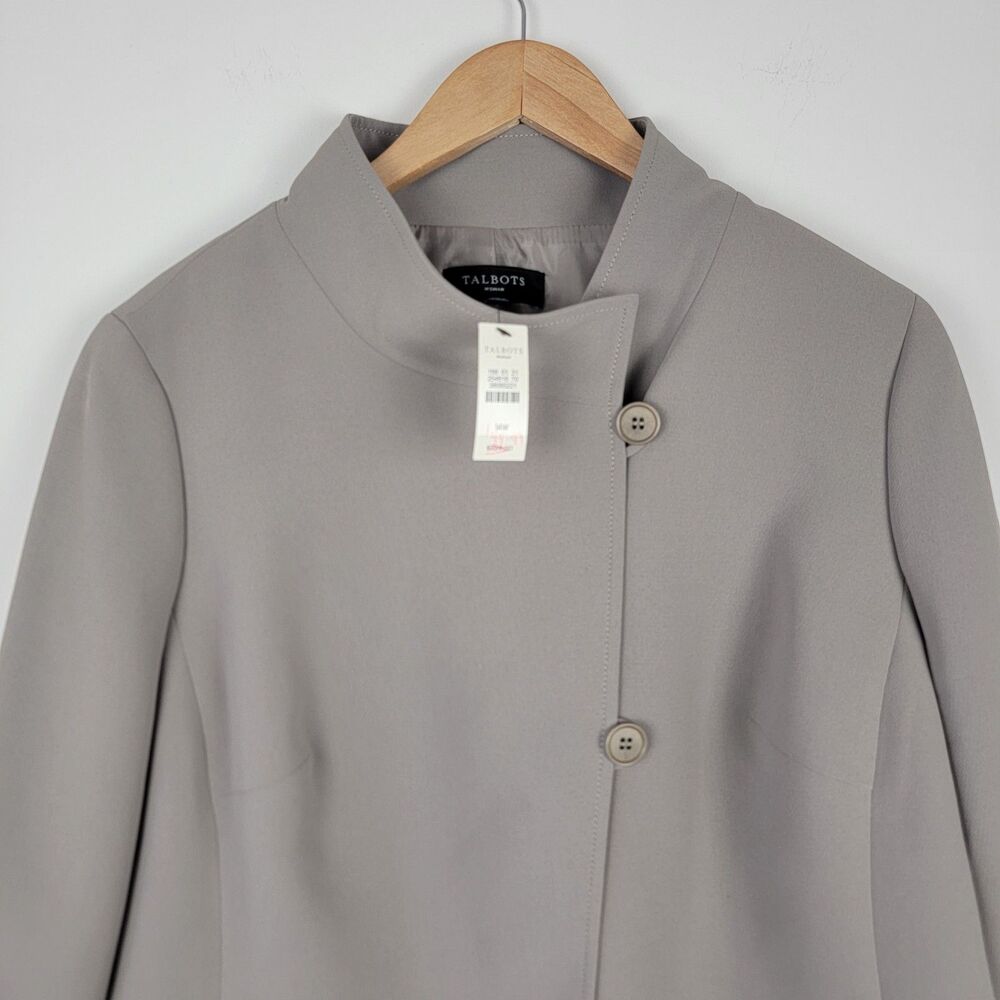 Talbots Women Long Sleeve Blazer Jacket Shoulder Pads Gray Size 14W. - Picture 2 of 10